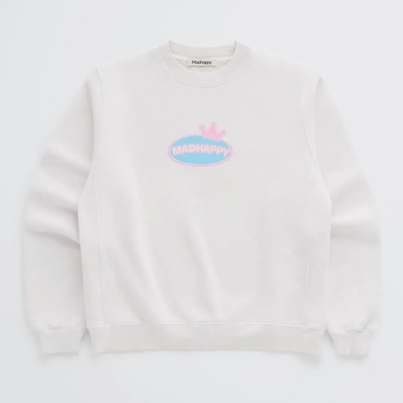 Madhappy Crown Fleece Graphic Crewneck Pullover Sweatshirt Large NWT Nimbus